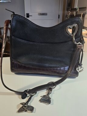 Vintage Brighton Sweetheart Black Shoulder Bag Black / Croc With Extra Charms
